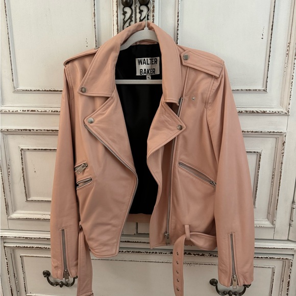 pink lamb leather motorcycle jacket - Picture 1 of 2